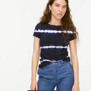 J. Crew Navy Blue Tie-Dye 100% Cashmere T-shirt Short Sleeve Top XS